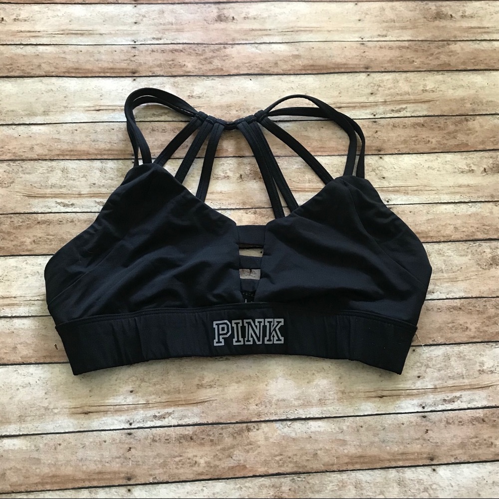 PINK Victoria’s Secret Black Strappy Sportsbra